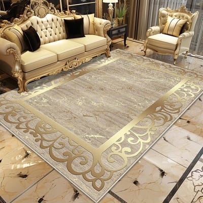 Gouden Luxe Tapijt voor Woonkamer Grote Oppervlakte Decoratie Huis Sofa Antislip Kleden Slaapkamer Lounge Salontafels Zachte Vloermatten 140*200cm
