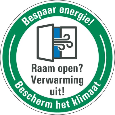 Energie besparen sticker verwarming uit 50 mm - 10 stuks per kaart