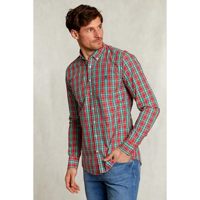 River Woods Slim Fit Checked Shirt Green/red Red Size: M | Casual Shirts Outlet | Heren | Groen