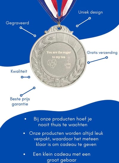 Akyol - you are the sugar to my tea medaille zilverkleuring - Quotes - familie vrienden - cadeau