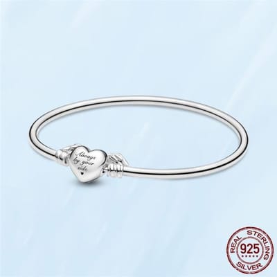 Femme Armband 925 Sterling Zilver Hart Slang Ketting Armband Voor Vrouwen Fit Bedels Kralen Sieraden Cadeau 20cm white