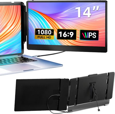 KAD® Portable Monitor - Dubbele Laptop Monitor - Draagbare Monitor - Draagbaar Scherm - Zwart - 2cm x 24cm x 24cm