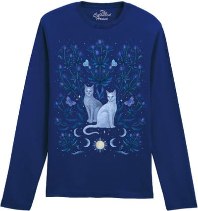 Distels Blue Thistle Cats The Coloured House Longsleeve T-shirt XXL
