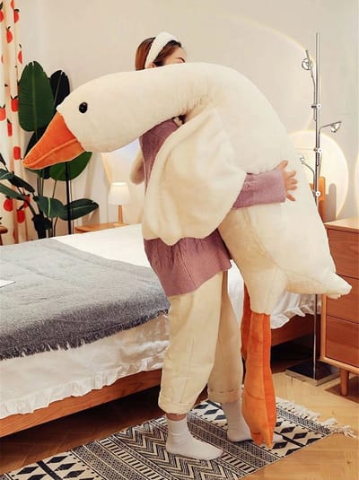Klikkopers® - Gans Knuffel Groot - Goose 160 cm - Wit - Knuffel Xxl - Eend Knuffel - Kawaii Kussen - Kawaii Knuffel - Body Pillow - Lichaamskussen - Zwangerschapskussen