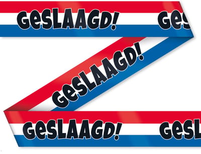 Q2P - Lint - Geslaagd - Versiering - Afzetlint - Decoratie - Rood - Wit - Blauw - Slinger