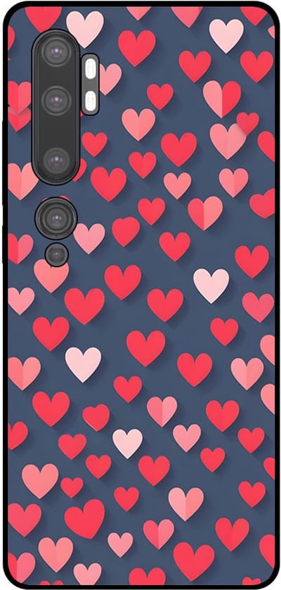 Smartphonica Telefoonhoesje Geschikt voor Xiaomi Mi Note 10 / 10 Pro met Roze en Rode Hartjes Opdruk - TPU Backcover Case With Rosé and Red Heart Design geschikt voor Xiaomi Mi Note 10;Xiaomi Mi Note 10 Pro