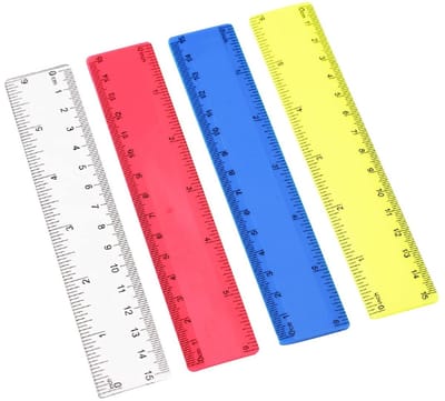 Dailygoods- Liniaal 15 cm - 4 Stuks - Kunststof - Gekleurde Liniaal