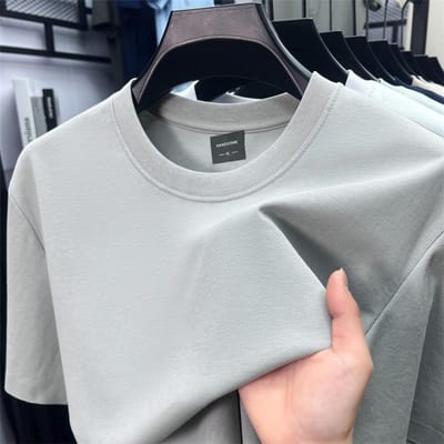 Hoge Kwaliteit Heren T-shirt met Ronde Hals en Korte Mouwen Zomer Collectie Effen Kleur Simpel Ventilerend Casual Veelzijdig Sport Herenkleding L gray