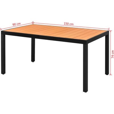 vidaXL - Tuintafel - 150x90x74 - cm - aluminium - en - HKC - bruin