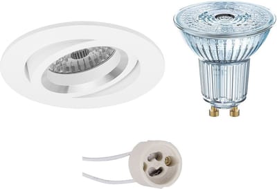 LED Spot Set - LEDVANCE Parathom PAR16 940 36D - Proma Aerony Pro - GU10 Fitting - Dimbaar - Inbouw Rond - Mat Wit - 3.4W - Natuurlijk Wit 4000K - Kantelbaar - Ø82mm
