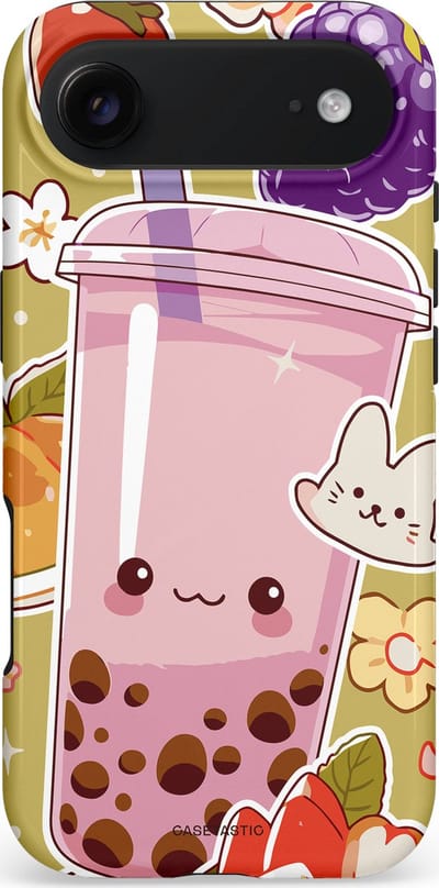 Casetastic hoesje geschikt voor Apple iPhone Air - MagSafe - Dubbellaagse bescherming - Roze Rode Kawaii Bubbletea Korea - Fashion Case - Goud Beige Lichtroze Perzik