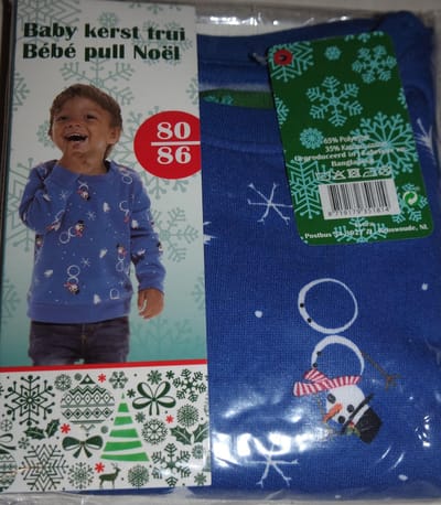 baby kerst trui blauw 80-86 - kersttrui jongens