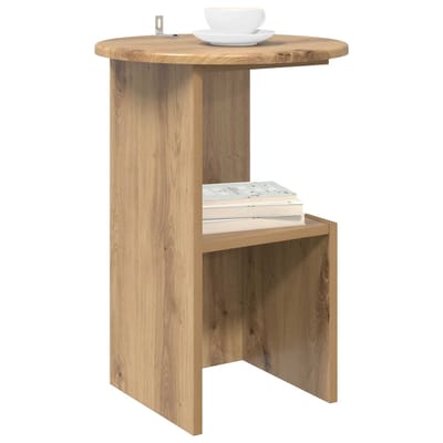vidaXL - Bijzettafel - Artisanaal - eiken - Ø - 39,5 - x - 55 - cm - Bewerkt - hout
