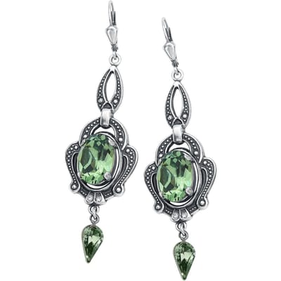 Krikor - Gothic Oorbel - Forest Green - voor Vrouwen - zilverkleurig