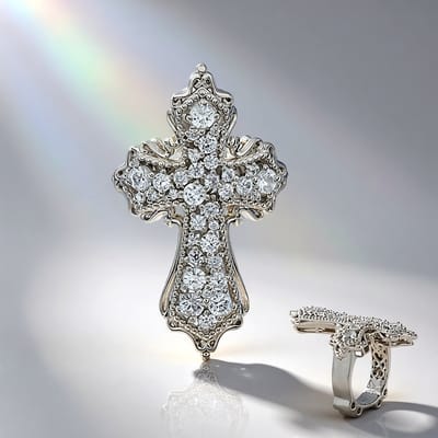 Cavill - Zilveren Ring - 925 Sterling Zilver - 2,15ct Cambodjaanse Zirkonia - Elegant Rondgeslepen Kruis - Statement Sieraad Dames