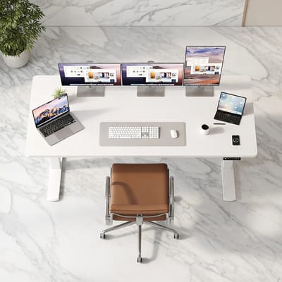 Ergonomisch Elektrisch Verstelbaar Bureau – House&Garden – In Hoogte Verstelbaar 73-118 cm met Geheugenfunctie, Compleet Tafelblad, Sta-bureau, Computertafel, Wit, 110 x 53 cm