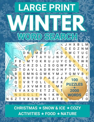Grote Letter Woordzoeker Winter Puzzelboek: Ontspannende Zoekpuzzels voor Volwassenen