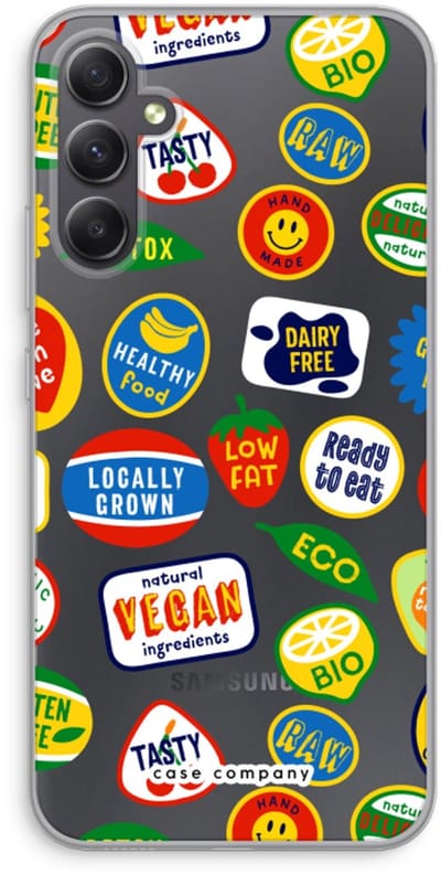 Case Company® - Hoesje geschikt voor Samsung Galaxy A34 hoesje - Fruitsticker - Soft Cover Telefoonhoesje - Bescherming aan alle Kanten en Schermrand