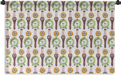 Wandkleed - Wanddoek - Wekker - Horloges - Stopwatch - Patronen - 180x120 cm - Wandtapijt