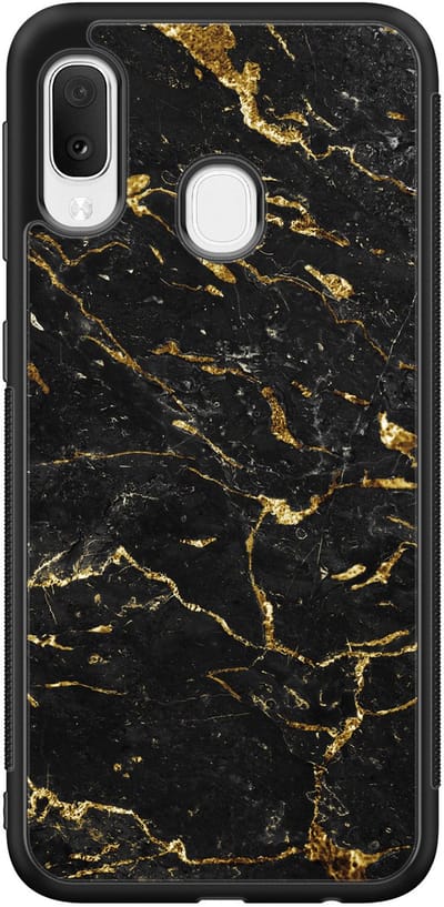 Leuke Telefoonhoesjes - Hoesje geschikt voor Samsung Galaxy A20e - Marmer zwart goud - Backcover zwart - Marmer - Goud