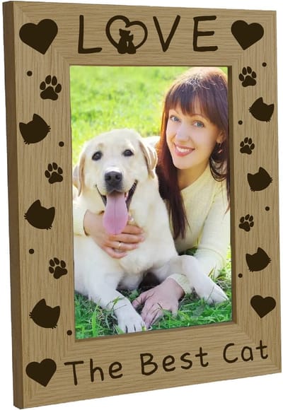 Store_8 - Kattenfoto - Fotolijsten - Gegraveerd Houten Frame - 4x6 Formaat - Gedenkteken - Decoratie voor Kattenliefhebbers