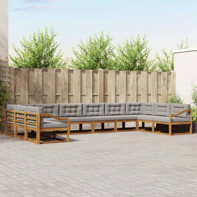 vidaXL - Buiten - bank - set - 10 - st - Natuurlijk - en - Licht - Grijs