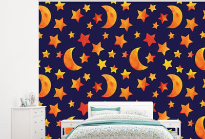 Behang - Fotobehang Sterren - Nacht - Patronen - Kind - Breedte 300 cm x hoogte 240 cm