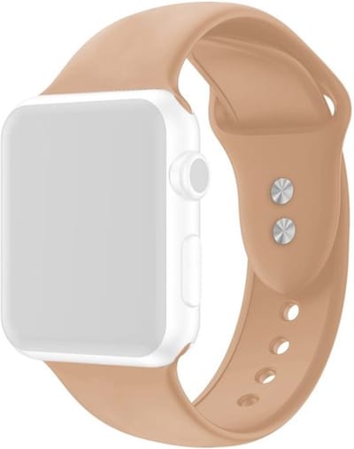 By Qubix - Geschikt voor Apple Watch bandje - Siliconen sportbandje - Walnoot - Dubbele druksluiting - Geschikt voor Apple Watch 44mm / 45mm / 46mm / 49mm (Ultra 1,2 en 3) - siliconen sport bandje - smartwatchbandje