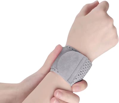 1 Stuk Verstelbare Polsbandage – Polsbrace en Polssteun bij Artritis, Verstuiking & Carpaal Tunnel – Compressie Polsband voor Sport, Fitness en Pijnverlichting Polsondersteuning - Grijs