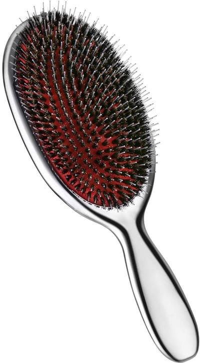 Haarborstel Zwijnenhaar - Hair Brush - TENZHVXI® - Ontwart Knoten En Verhoogt Glans - Zacht Massagekussen Voor Hoofdhuid - Gemengd Nylon En Natuurlijk Haar - Chroom Zilver Kleur - Geschikt Voor Menschelijk En Synthetisch Haar