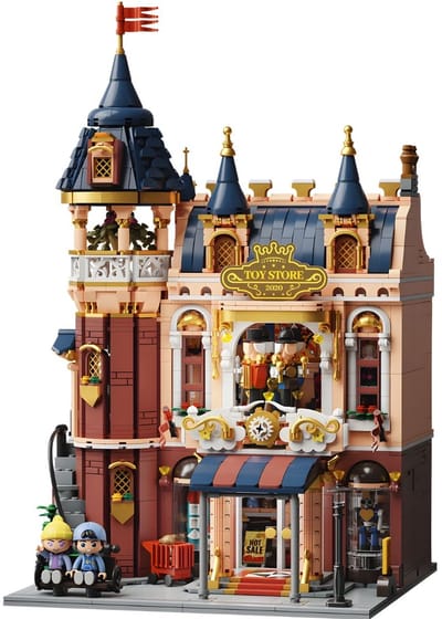 Pantasy 85031 Speelgoed Winkel bouwset incl. 4 minifigures | Classic Creator Modular Building | Expert Architecture Modelbouw | Technisch Educatief bouwpakketten voor volwassenen & kinderen | Mega gebouwen geschikt voor Lego | Bouwdoos met 2978 bloks