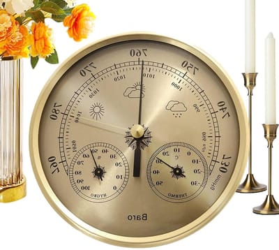 Weer barometer - Drukmeter thermometer - Buiten monitoren - Grote analoge wijzerplaat - 13 cm diameter - Zilver