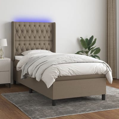vidaXL - Boxspring - met - matras - en - LED - stof - taupe - 80x200 - cm
