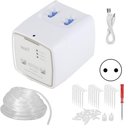 WIFI Intelligente Tuinirrigatie Timer Druppelirrigatie Kit Besproeiingssysteem 100?240VDubbele Pomp EU white