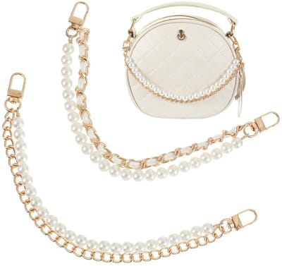 Dailygoods- Portemonnee Ketting Elegante Parel - Tas Charm - Kettingverlenger - Accessoire - 2 Stuks - Hoogwaardig Materiaal - Tasbedel
