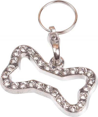 Nobleza Hondenhalsband Hanger - Hondenpenning met Briljantjes - Botje Open - RVS - Zilver - 3 cm