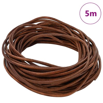 vidaXL - Leren - Koord - 1 - Lichtbruin - Ø2,5 - mm - x - 5 - m - Leer