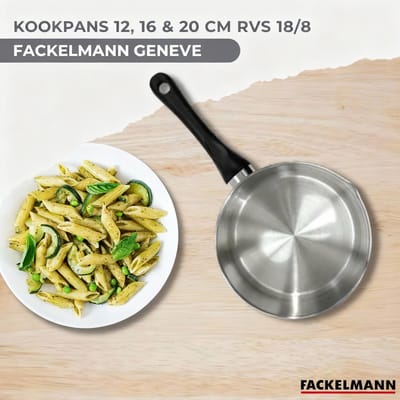 Set 3 steelpannen 12 16 en 20 cm roestvrij staal Fackelmann Geneva