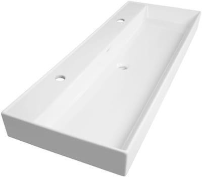 Brauer Lunar Wastafel - 120 cm - met 1 Spoelbak en 2 Kraangaten - Keramiek Hoogglans Wit