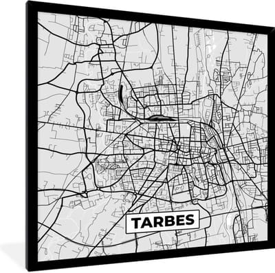Fotolijst incl. Poster - Plattegrond - Tarbes - Stadskaart - Kaart - Frankrijk - 40x40 cm - Posterlijst