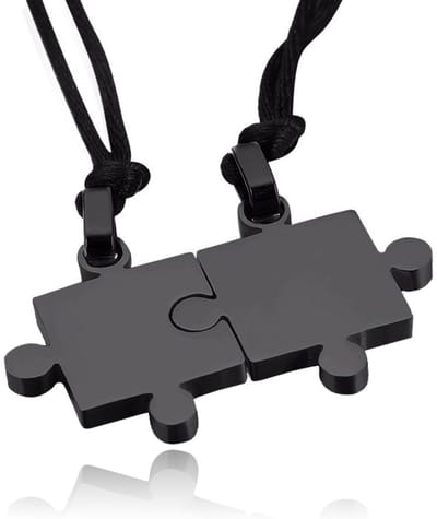 Vriendschapsketting LGT Jewels Edelstaal Puzzelstuk Zwart