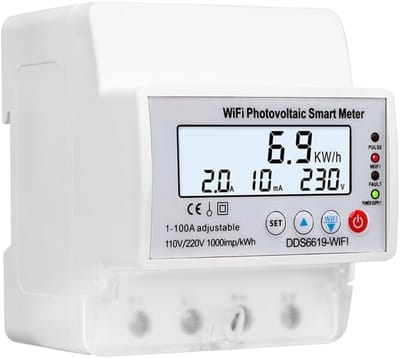 Energiemeter - Stroommeter kWh - Energieverbruik Meten - Gegevensbehoud bij Stroomuitval - 12 x 12 x 12 cm - Wit