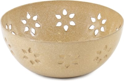 HomeBound by KY | Schaaltje metaal bloemen geel | 7.5x3.5x7.5cm | metalen schaaltje