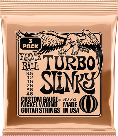 Ernie Ball 3224 Turbo Slinky elektrische gitaarsnaren 3-pack (0095-046)
