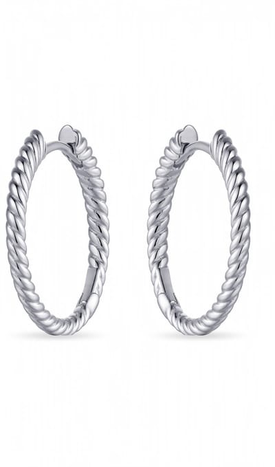 Jewels Inc. - Oorbellen - Oorringen gedraaid met Scharnier - 2mm Breed - 22mmØ - Gerhodineerd Zilver 925