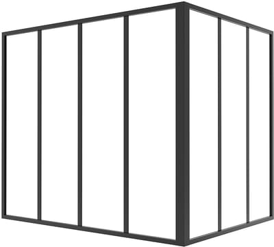 Vente-unique Hoekraam werkplaats van gepoedercoat aluminium - L120 x B90 x H105 cm (B x H) -Zwart - BAYVIEW