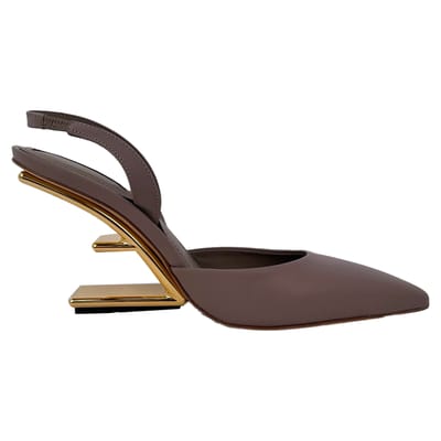 Fendi First Slingback Pumps in beige kalfsleer