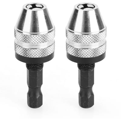 2 Pièces Mandrin de Perceuse 1/4 Pouce 0.3-3.6mm Sans Clé Adaptateur Convertisseur à Tige Hexagonale