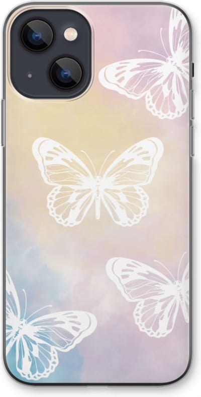 Case Company® - Hoesje geschikt voor iPhone 13 hoesje - White butterfly - Soft Cover Telefoonhoesje - Bescherming aan alle Kanten en Schermrand