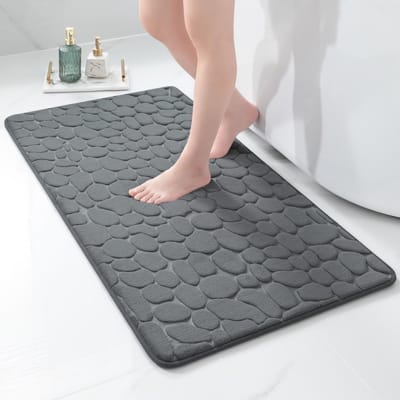 Badmat - 60 x 120 cm - traagschuim - absorberend - badkamertapijt - decoratieve - antislip - Microvezel - Gevlochten - Middelpolig - Kleur : Donkergrijs